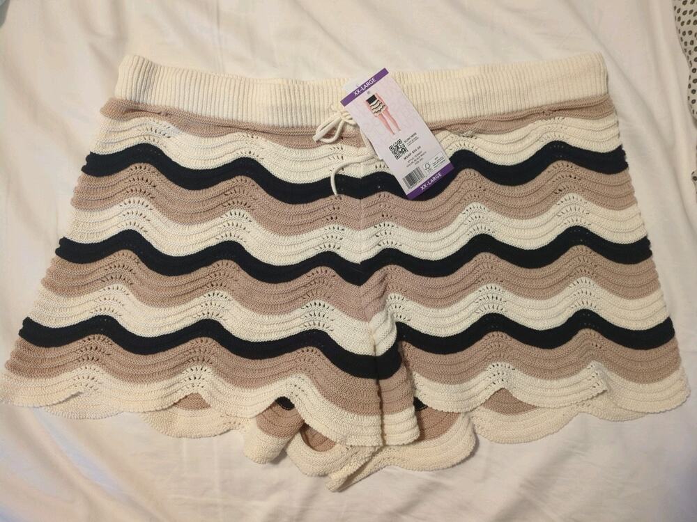 Edited by Hunter McGrady Crochet Shorts Black Multicolor Cotton Women's XXL NWT